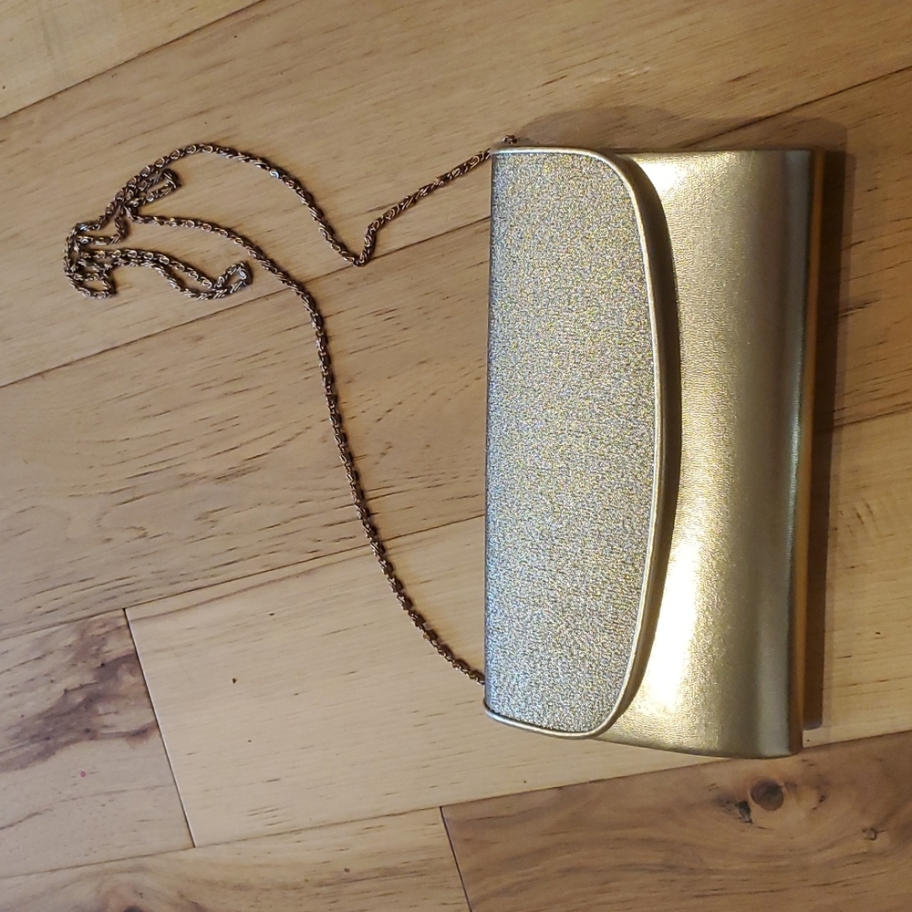 Vintage gold clutch by Marlon with removable chain